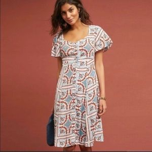 Anthroplogie Maeve Praslin Print size 0 Small Dress
Button front
